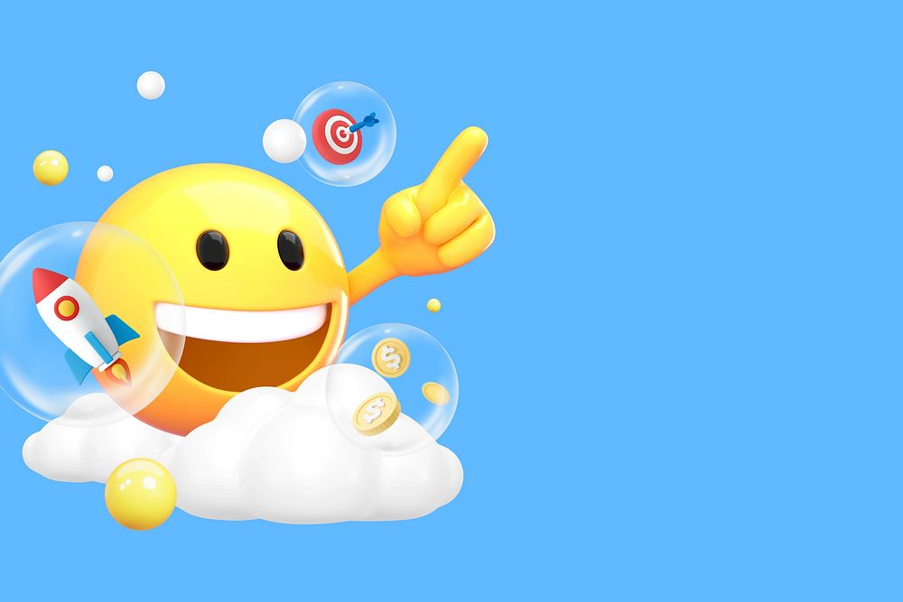 Startup business emoticon background, 3D emoji design