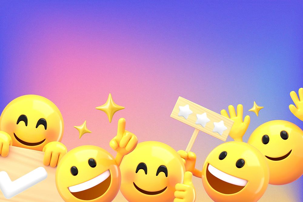 Happy emoticons gradient background, 3D emoji design