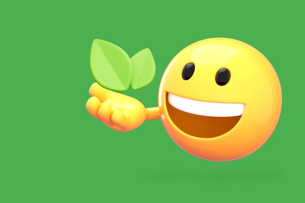 Reforestation green background, 3D emoji design