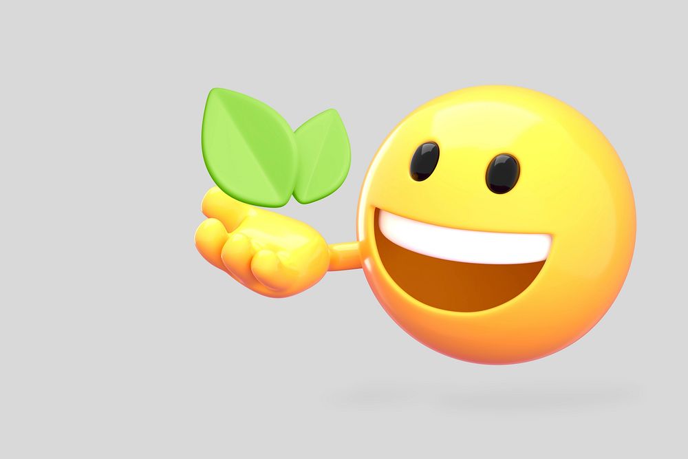 Reforestation gray background, 3D emoji design