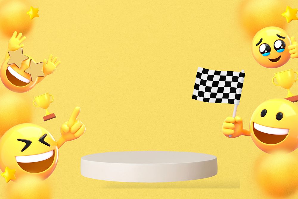 Winner product backdrop background, 3D emoji design