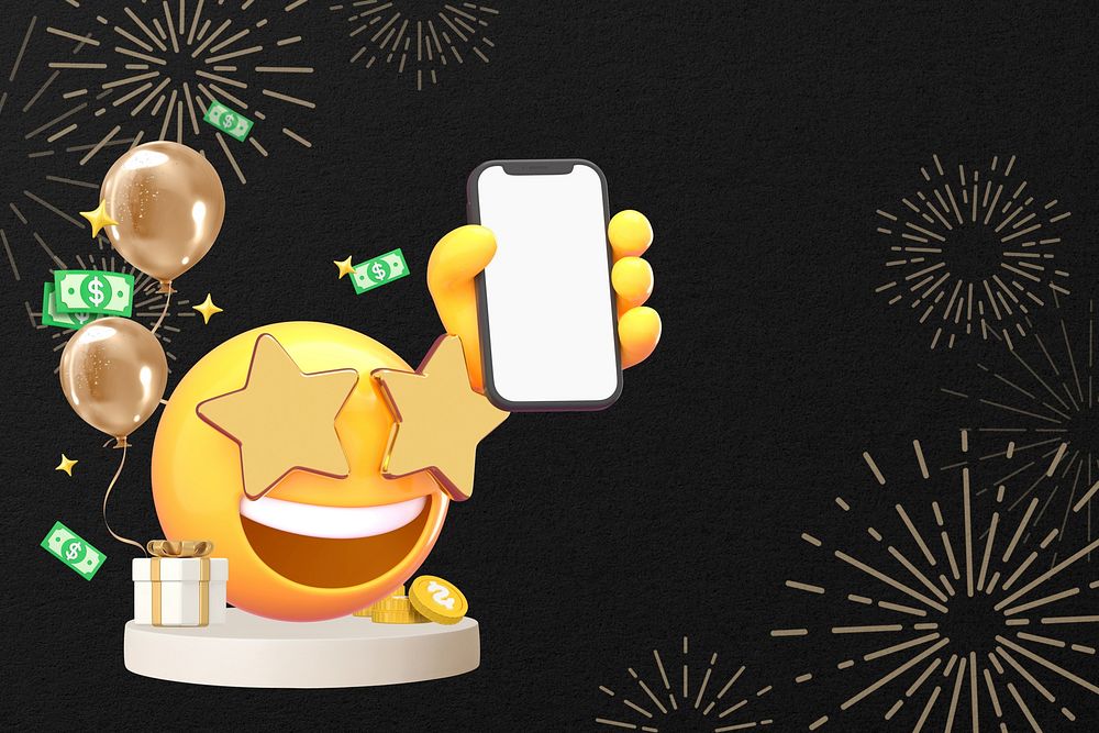 Lucky gift winner background, 3D emoji design