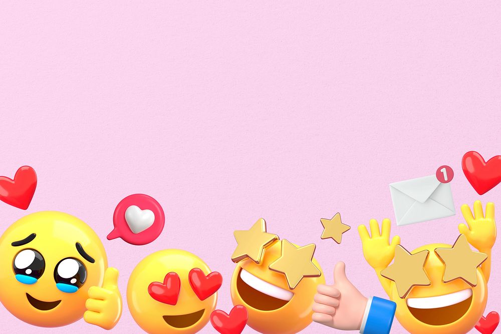 Social media engagement background, 3D emoji design