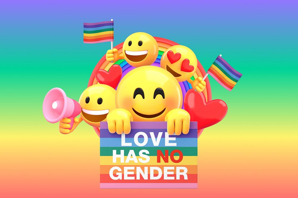 Pride LGBT love background, 3D emoji design