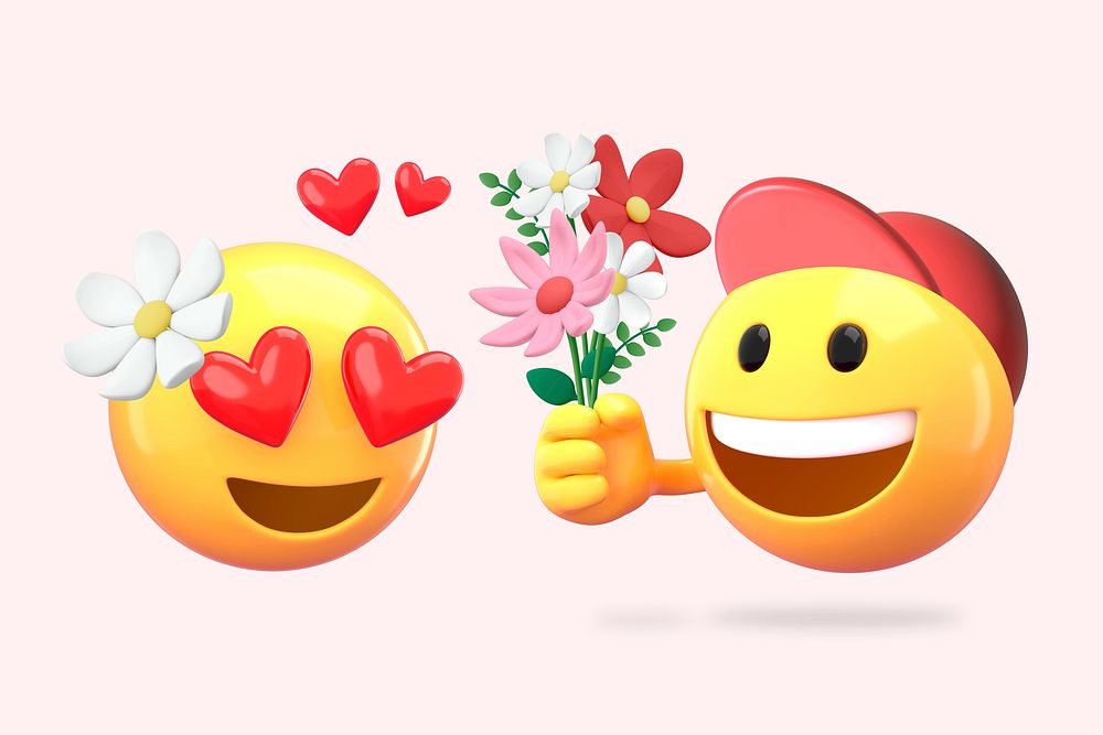 Love confession background, 3D emoji design