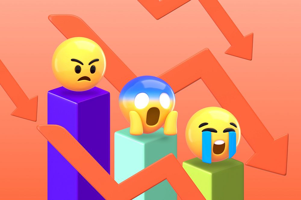 Business fails background, 3D emoji design