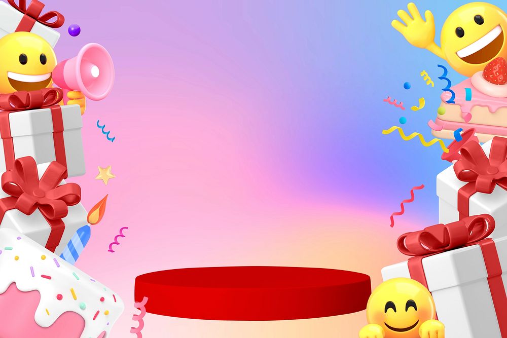 3D emoji birthday product backdrop background
