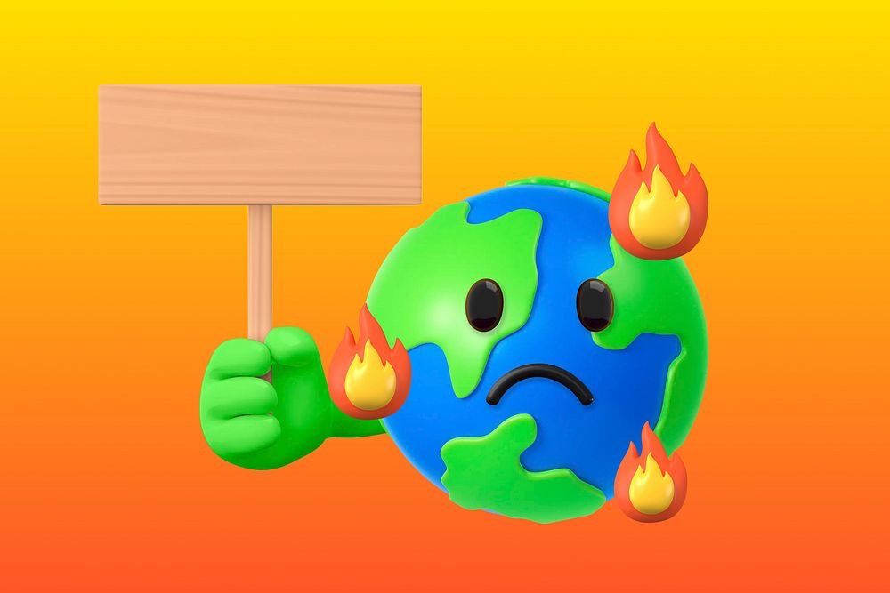 Climate change background, 3D emoji design