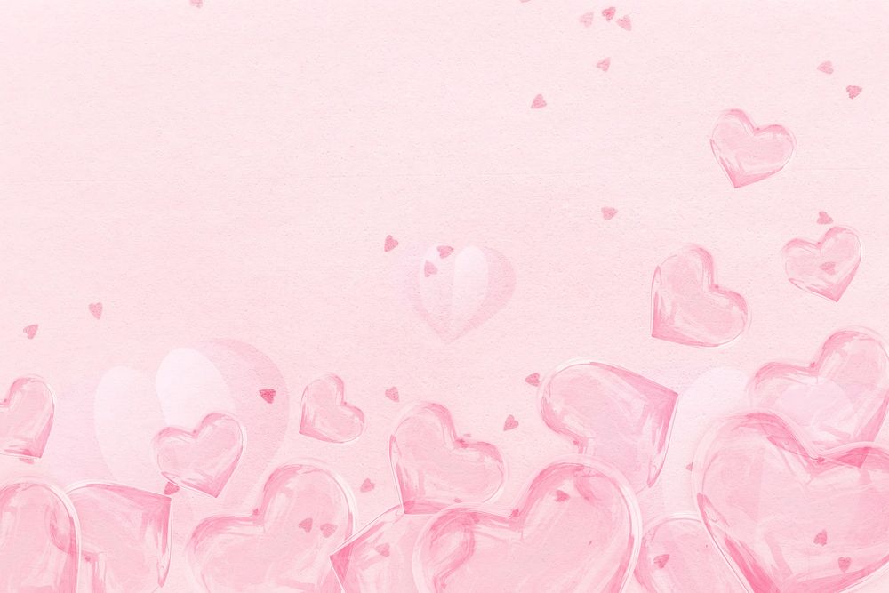 Glassy hearts background, pink love design