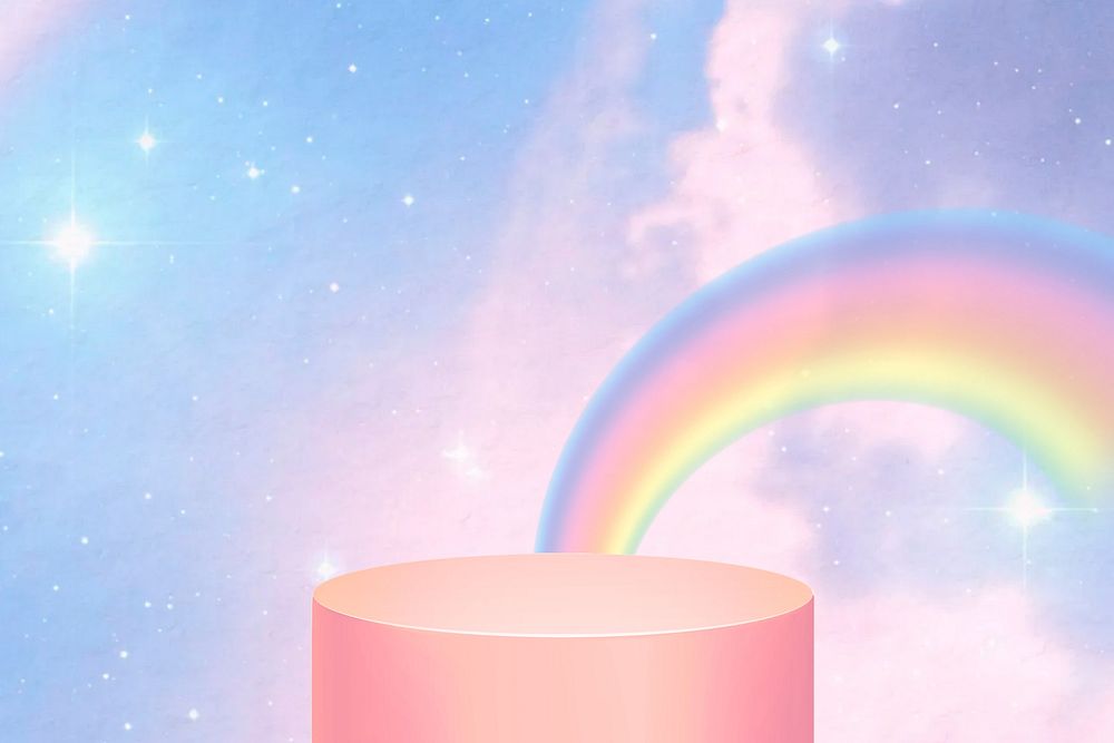 3D product backdrop background, rainbow pastel design