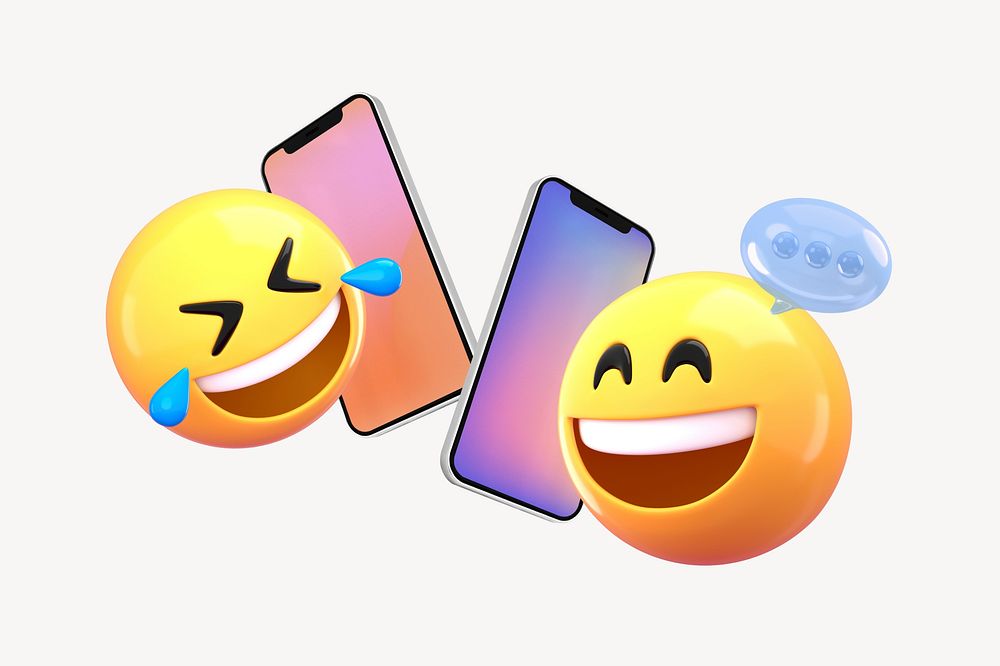 Happy emoticons talking on the phone