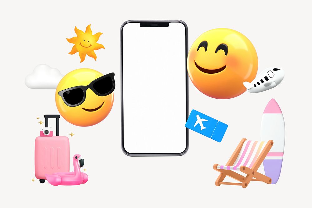 Summer travel 3D emoticon illustration graphic