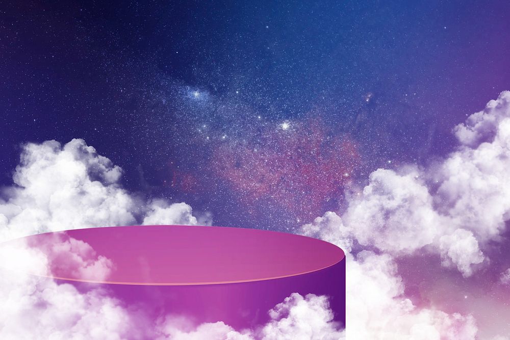 3D purple product backdrop, galaxy background design