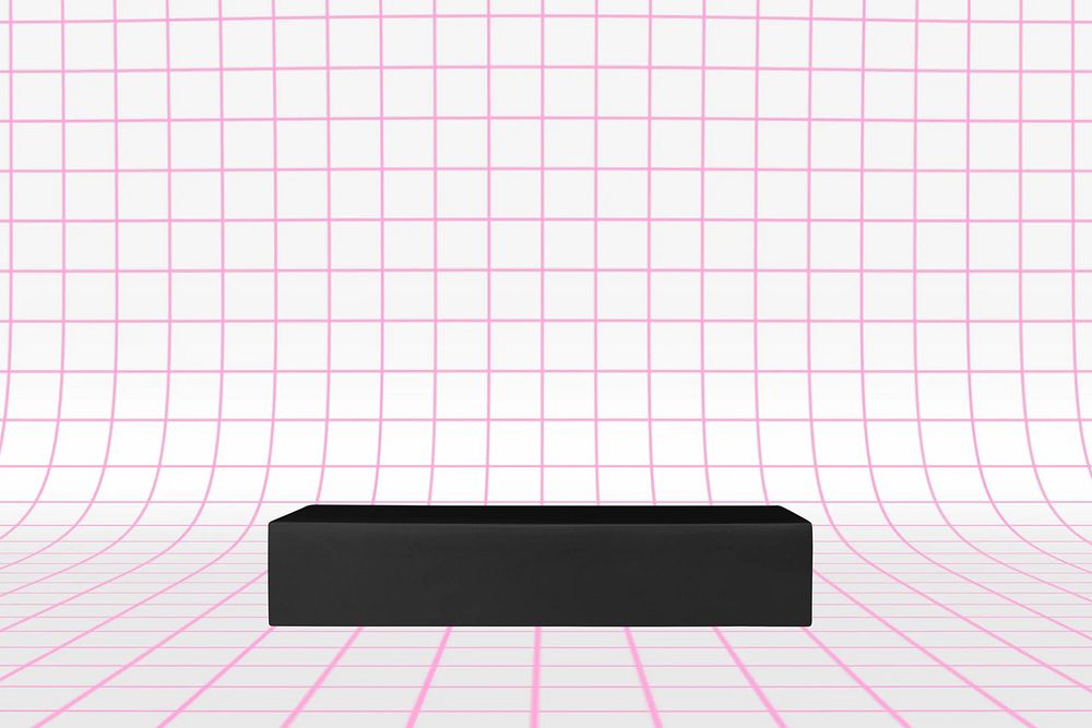 Pink & white product backdrop, black stand in 3D