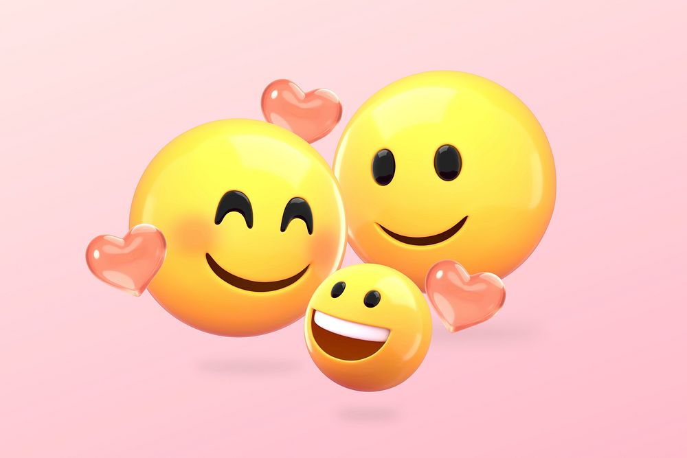 Family love emoticons background, pink 3D design