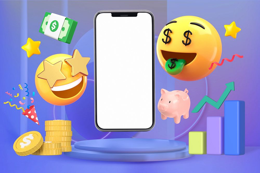 3D money emoticons, online financial business illustration