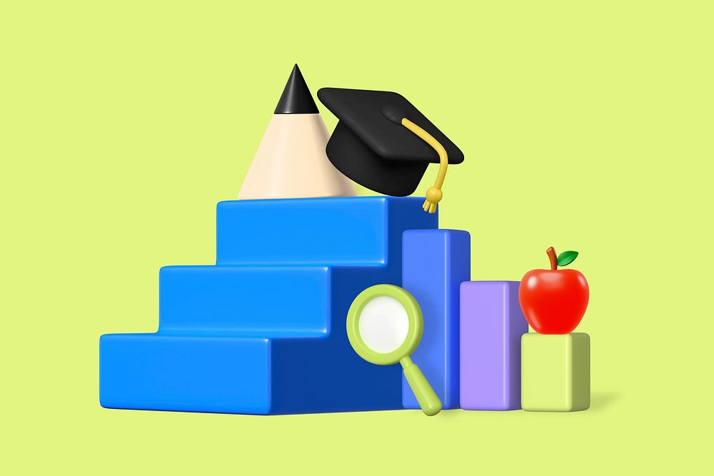 Education & graduation 3D, green background design