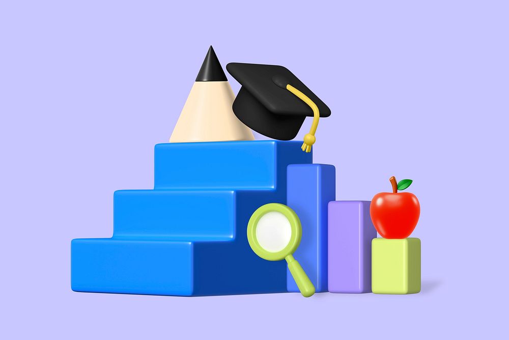 Education & graduation 3D, purple background design