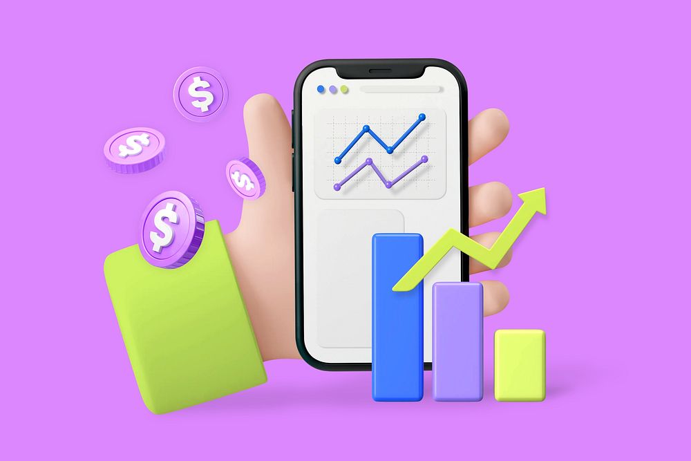 Personal finance 3D, purple background design