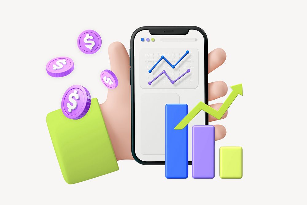 Personal finance tracker 3D rendered business graphic