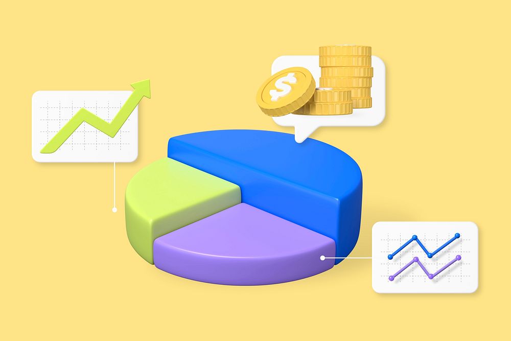 Expenditure infographic 3D, yellow background design