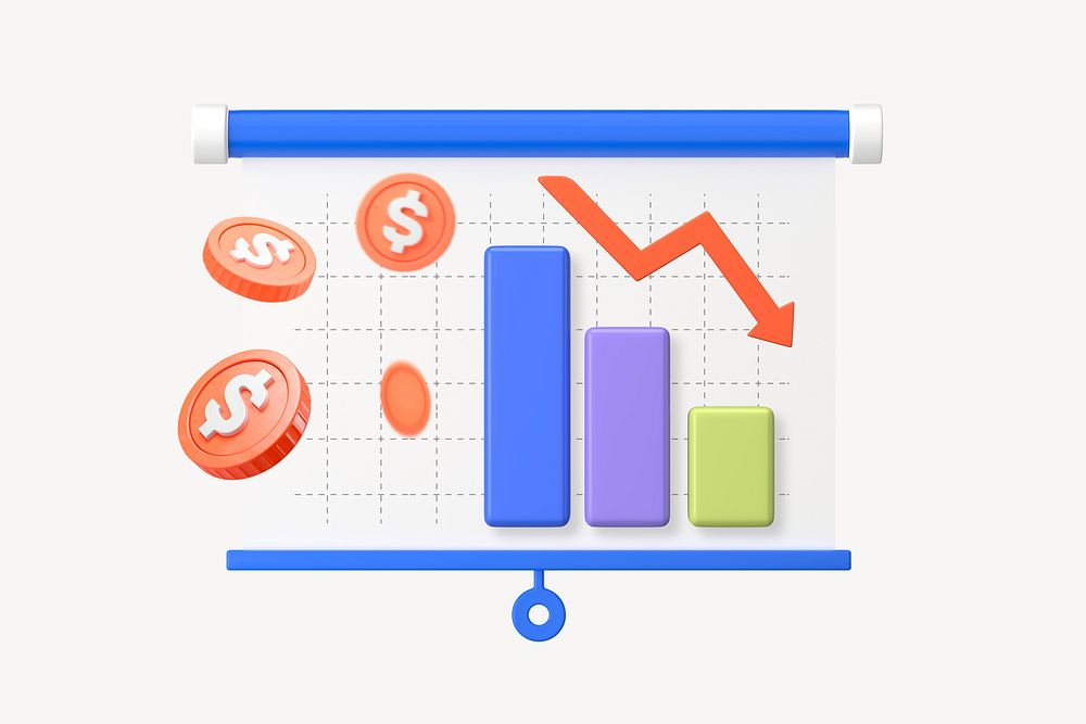 Financial crisis projection 3D rendered business graphic