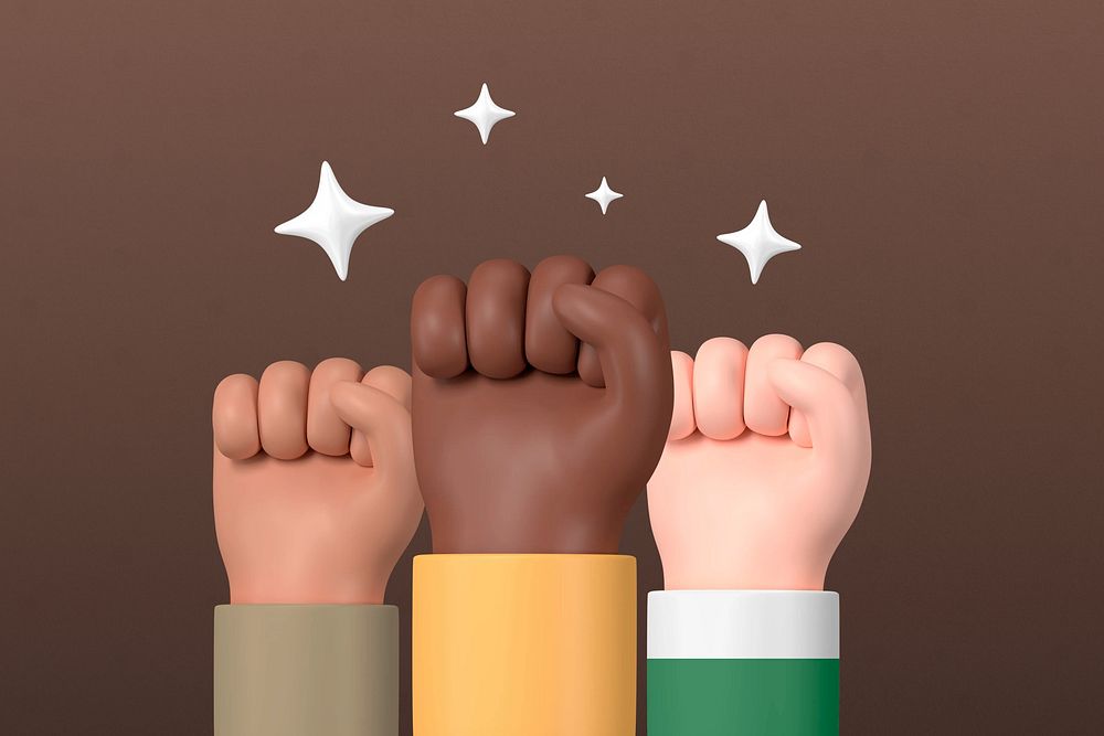 Diverse raised fists background, BLM movement support