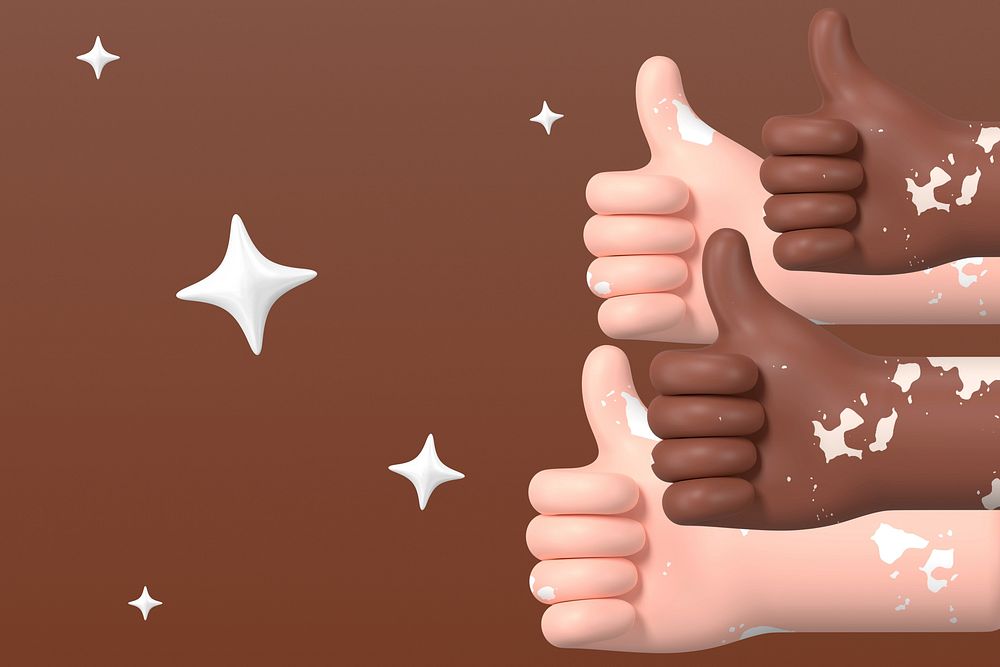 3D thumbs up background, diverse hands illustration