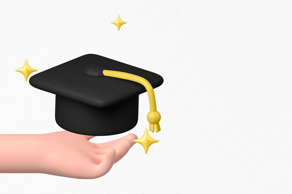 3D graduation cap background, education concept