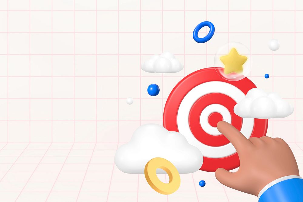 Finger pointing target background, 3D business concept