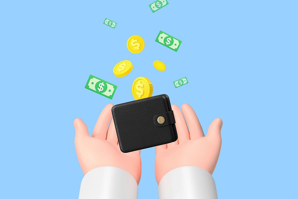 Finance passive income phone wallpaper, 3D hands illustration