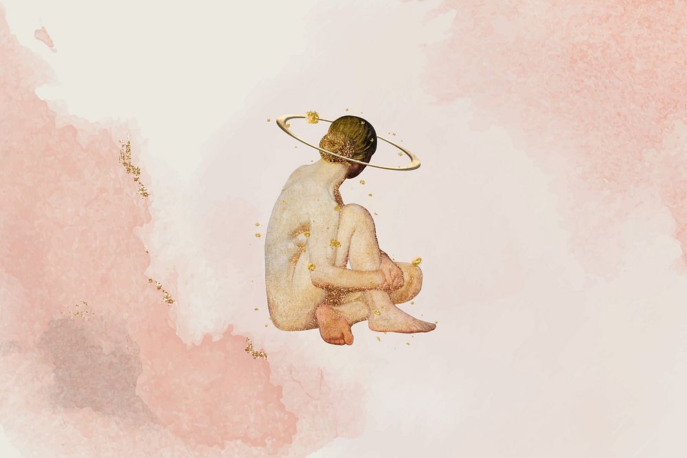 Aesthetic woman pink watercolor background