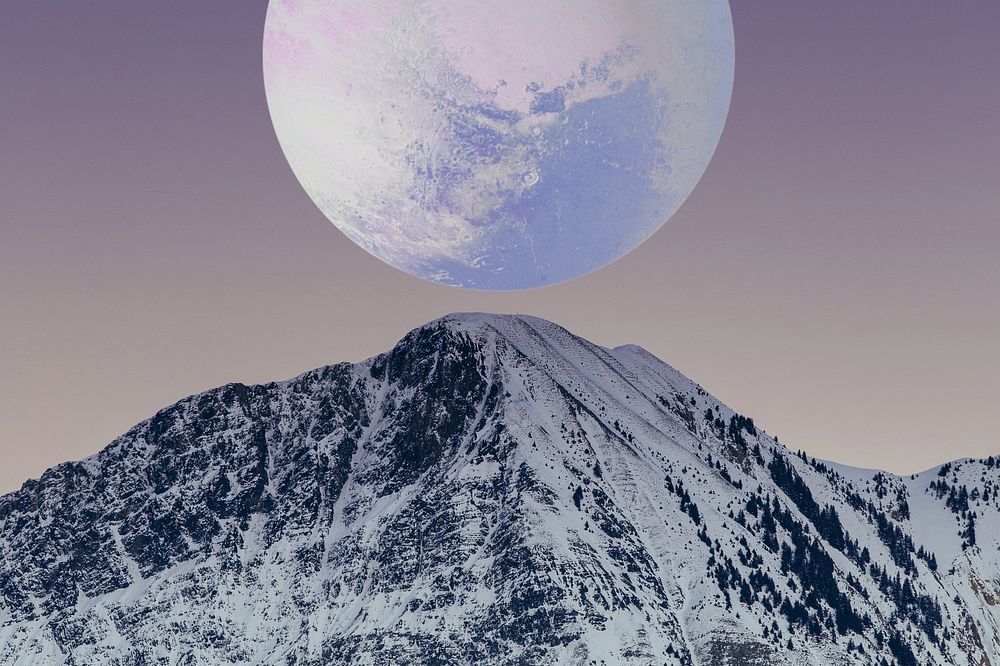 Aesthetic moon mountain background