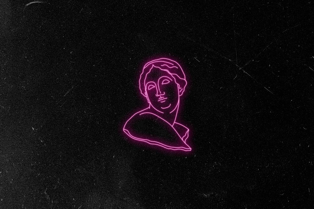 Aesthetic neon statue, black background