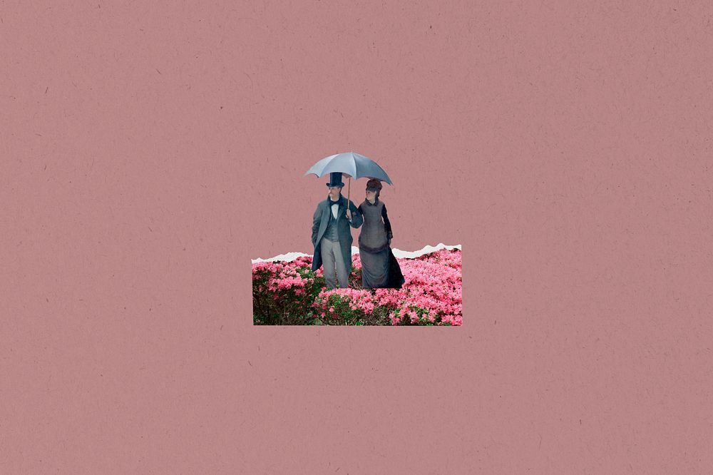 Victorian couple background, Paris Street Rainy Day, remixed by rawpixel