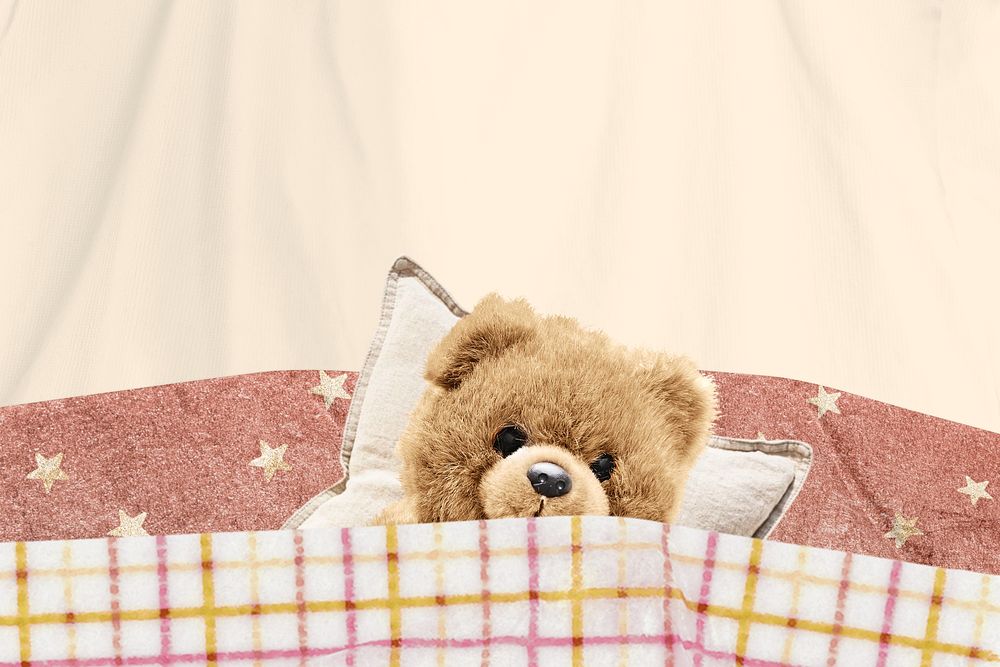 Teddy bear sleeping, cute background