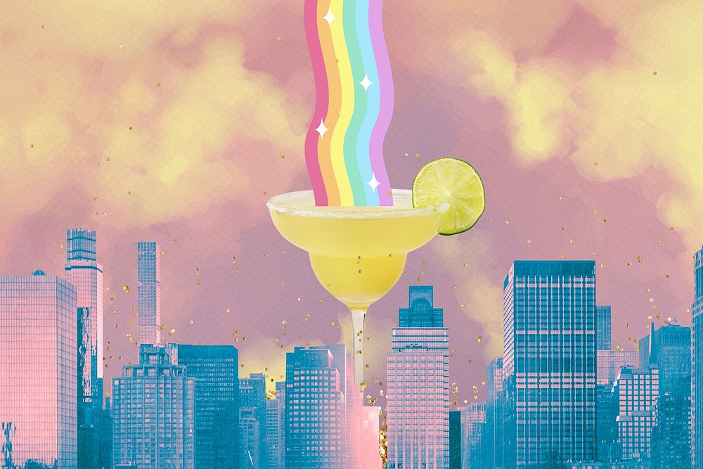 Aesthetic colorful cocktail background, rainbow design