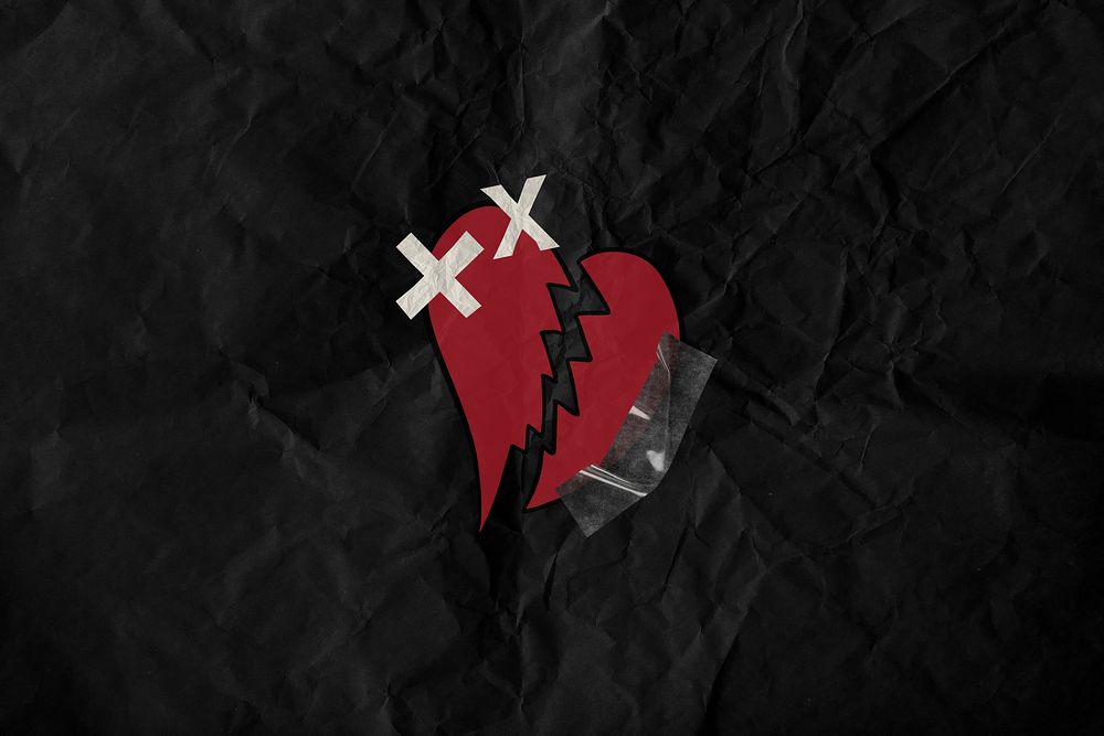 Aesthetic broken heart background, black design