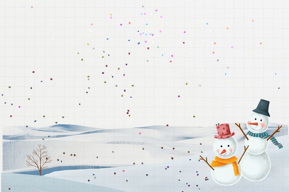 Snowman Christmas background, winter holidays