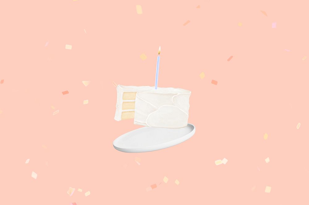 Birthday cake peachy background, vanilla cake design