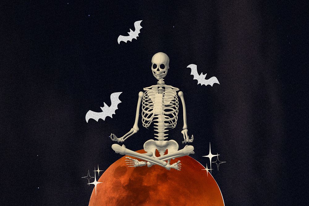 Skeleton Halloween dark background, moon design