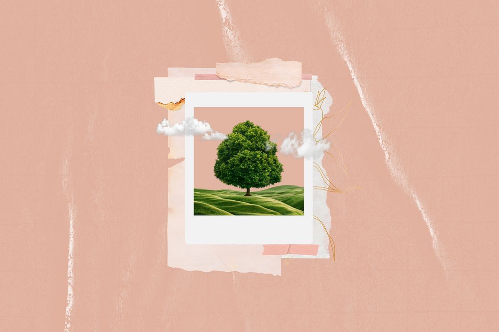 Aesthetic tree, pink background