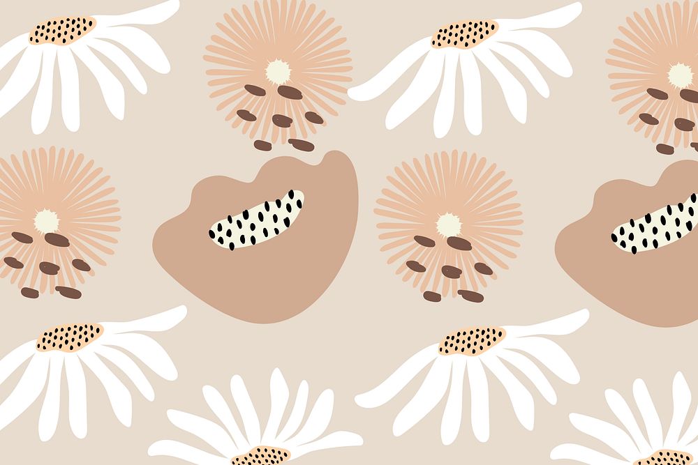 Beige flower doodle background