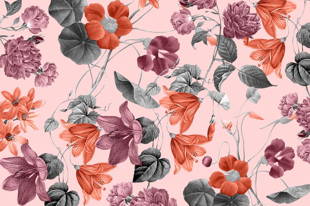 Vintage flower pattern background, pink design