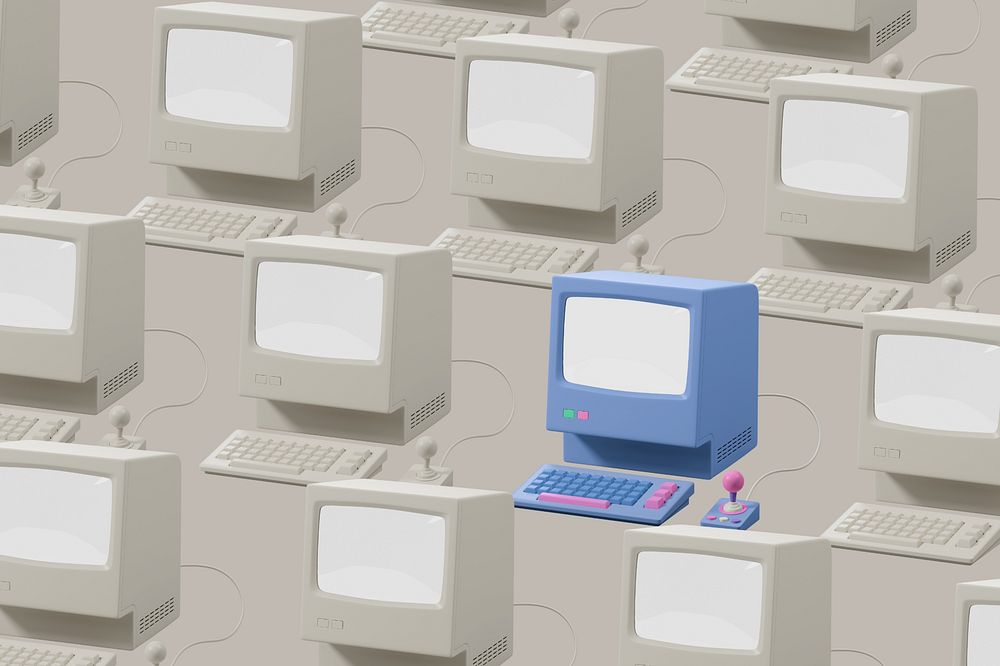 Retro computer gray background, pattern design