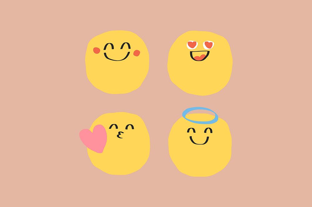 Happy emoji background, emoticon design 