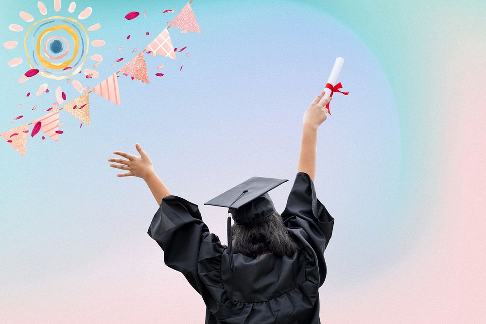 Blue gradient graduation background, celebration design