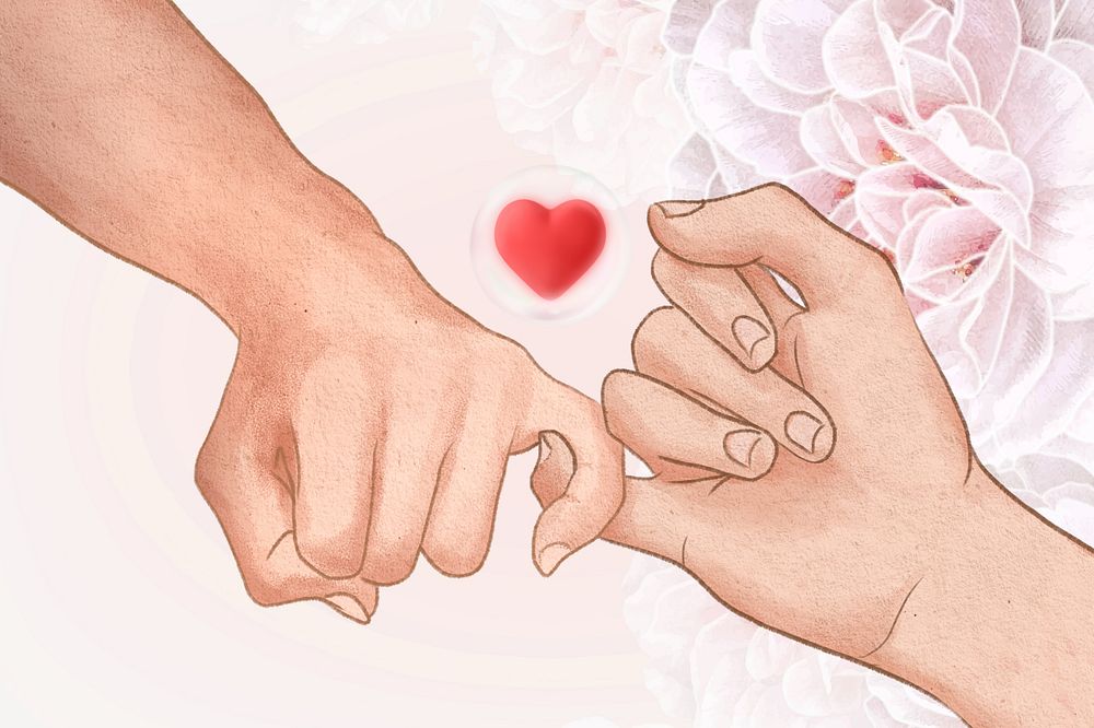 Aesthetic promise hands background, pink design