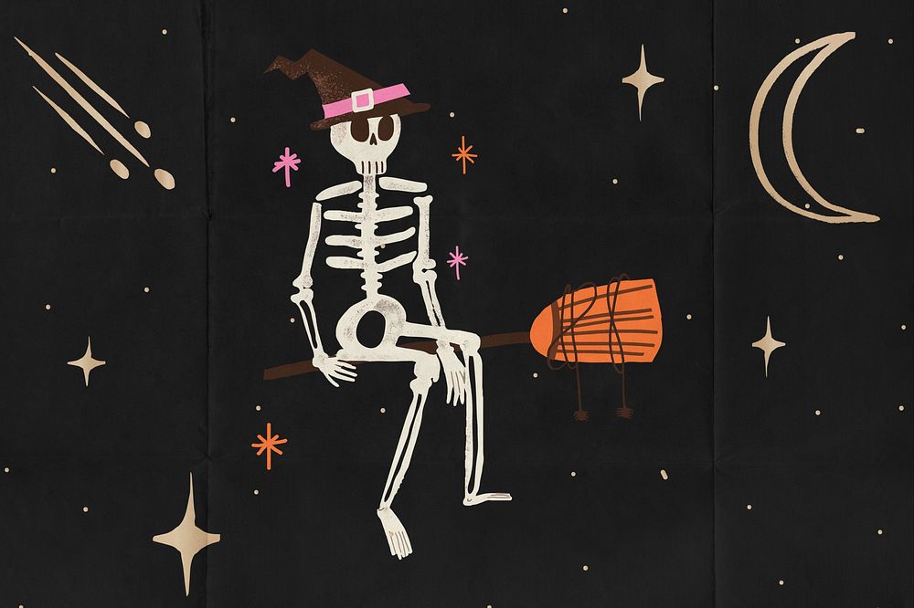 Aesthetic Halloween dark background, witch ghost design