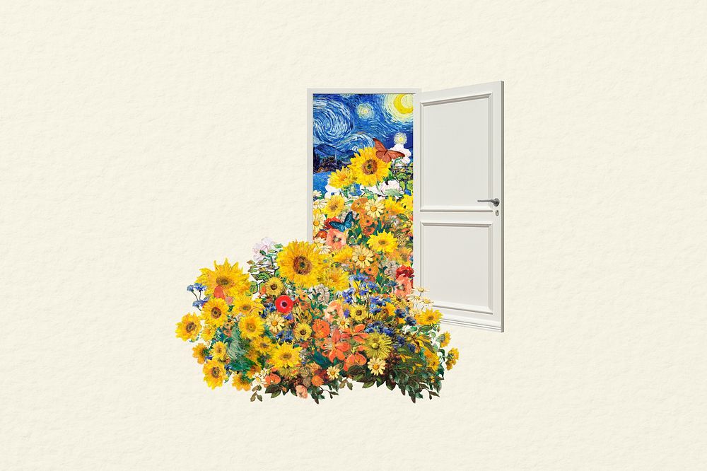 Dreamscape flower door background, surrealism style